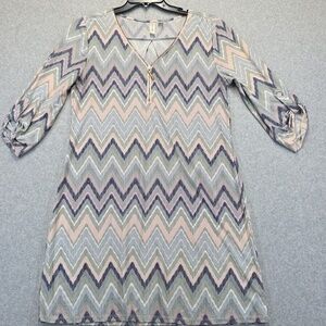 Tacera Pink and Gray Long Sleeve Dress
